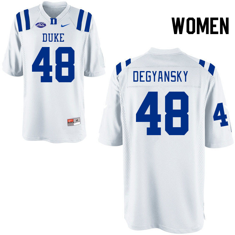 Women #48 Ryan Degyansky Duke Blue Devils College Football Jerseys Stitched Sale-White